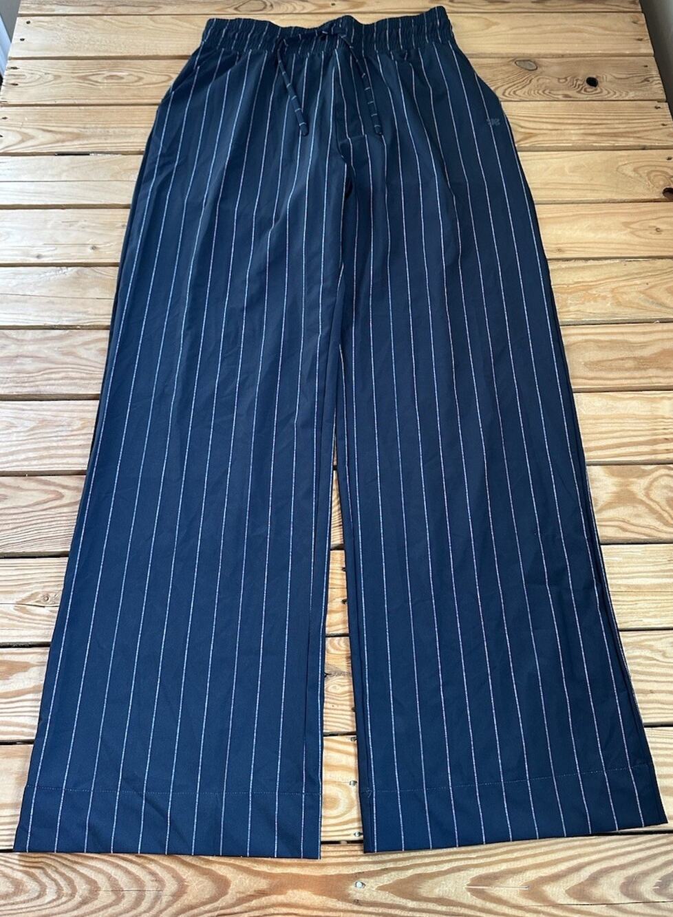 Albion NWOT Women’s High Rise Pinstripe Pull On pants Size MT Black Sf7